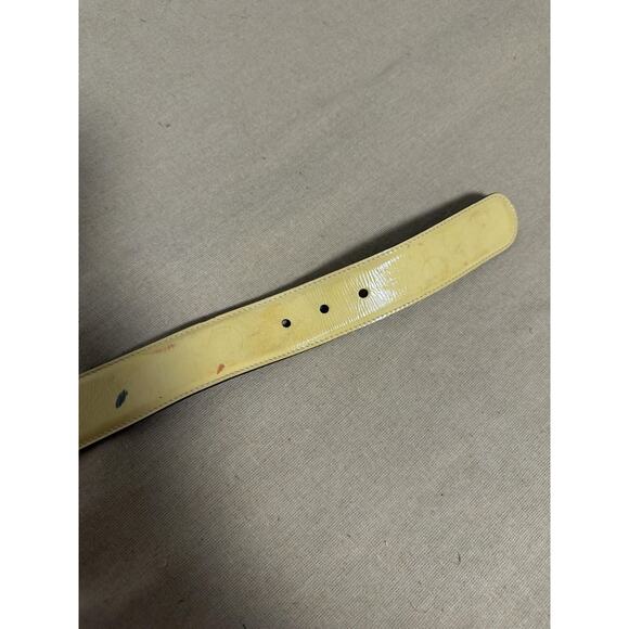 Gucci Belt Womens 90 32 Yellow Patent Leather Gold Tone Buckle Italy Designer main image 3